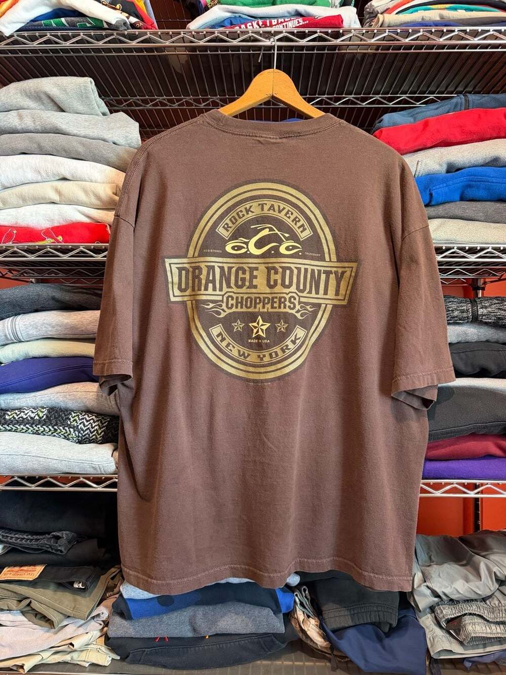Vintage Orange County Choppers Brown T-Shirt Rock Tavern New York 3XL